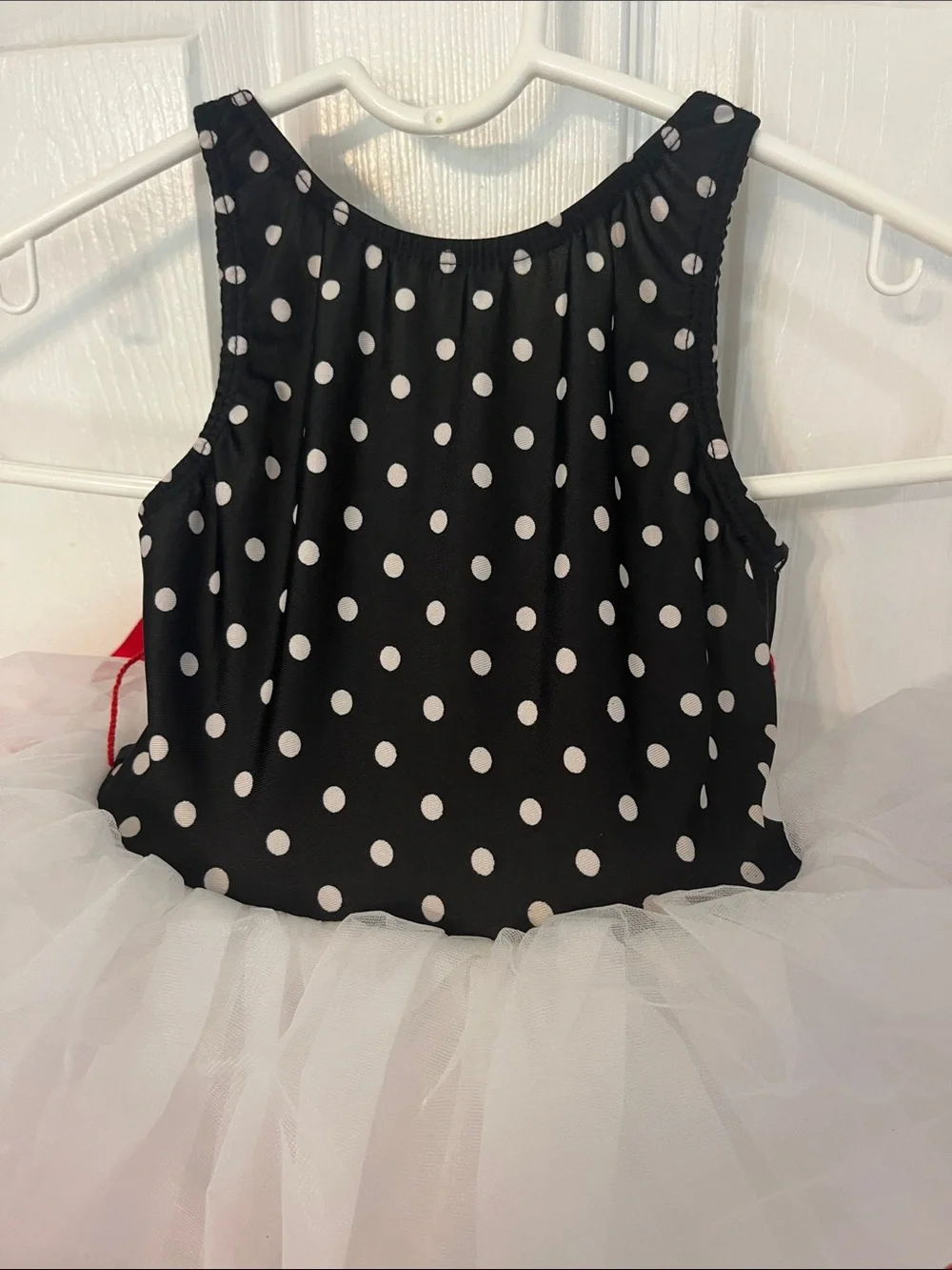 Black Polka Dot Tulle Tutu Dance Costume with Red Trim